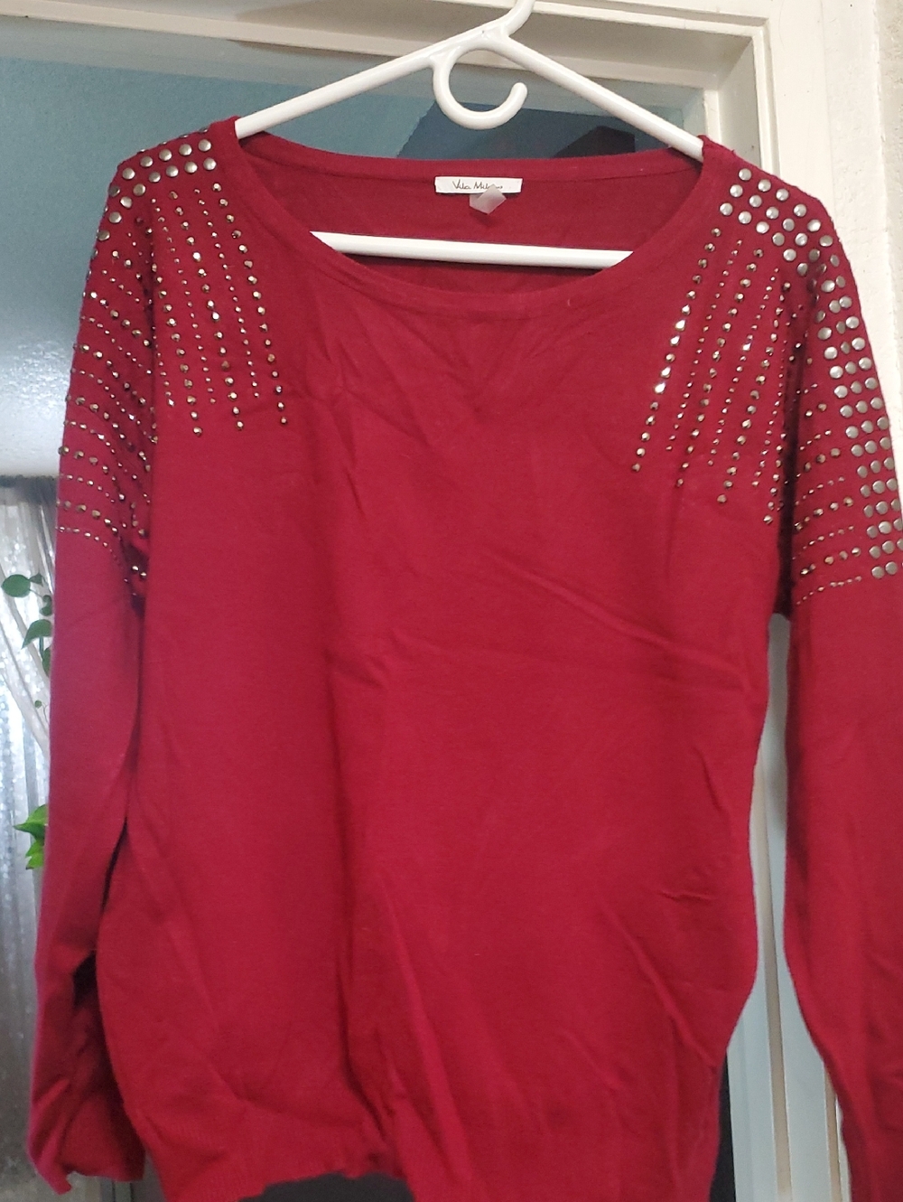 Vila Muse Red Studded Long-Sleeve Sweatshirt